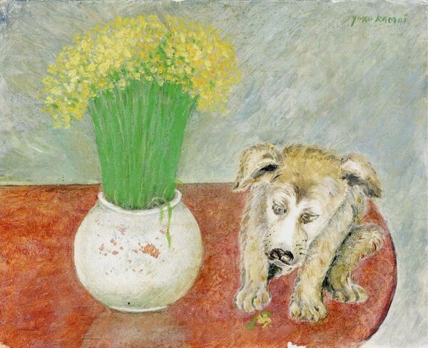 鸭井洋子的作品《春天》布面油画 1974 年 22 x 27 鸭井洋子签名, 绘画, 油画, 动物画