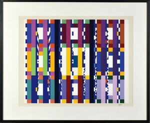 ヤコブ・アガム版画額「作品」　シルクスクリーン　AP版限27　サイン　46.3×57.8　F:67.7×82.2　Yaacov Agam