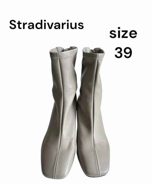 stradivarius（ストラディバリウス）ショートブーツ39グレー24.5㎝　ヒール6㎝　ZARA姉妹店 ブーティ