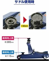 車用 油圧フロアージャッキ 2t ローダウン 最高値/最低値 335(365)/85(115)mm ジャッキタッチメント・サドル(30㎜UP)付 Meltec FA-24 _画像9