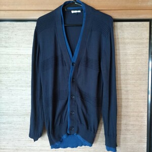 a.v.vHOMMEa-veve* Homme cotton cardigan navy / blue cotton 100% men's size M long height made in China used goods 