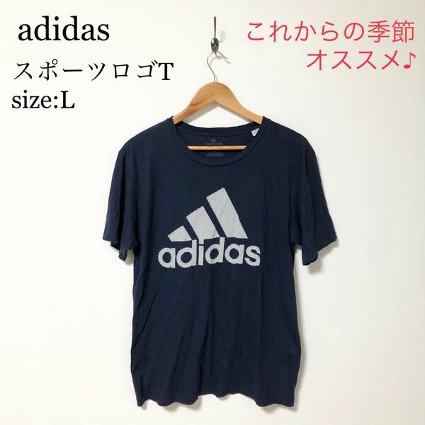 adidas アディダス　スポーツロゴT size: L