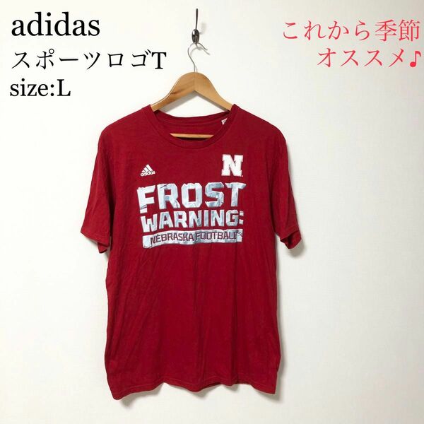 adidas アディダス　スポーツロゴT size: L