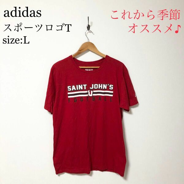 adidas アディダス　スポーツロゴT size: L