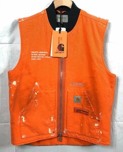 ☆未使用保管品☆ heron preston carhartt WIP embellished cotton vest サイズ:XL オレンジ系 ベスト カーハート ヘロンプレストン [66]