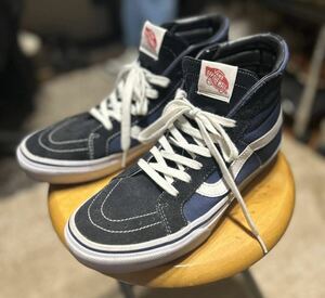 VANS Jp26.5cm Us8h ハイカットスニーカー 黒×青 ツートン 状態◎ソール残り◎