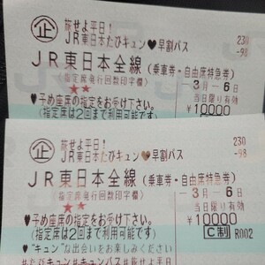 JR東日本 キュンパス(3.6使用分)指定枠残ゼロ