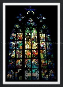 ミュシャの窓 絵画 アルフォンス・ミュシャ プラハ聖ヴィート大聖堂 1930年代 【額縁印刷】壁紙ポスター 特大585×805mm 013SGF1