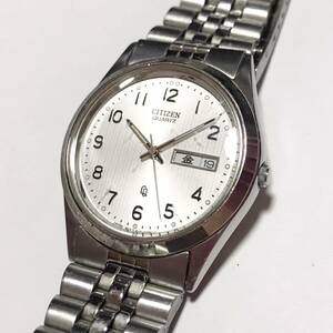 【1円】 時計 CITIZEN シチズン 6100-S96389 QUARTZ クォーツ 3針 カレンダー ウォッチ 腕時計 ジャンク品扱い