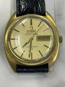 16.稼働品・裏蓋欠品・OMEGA Constellation オメガ コンステレーション クロノメーター デイデイト Cal.751 自動巻き 純正尾錠//HI35