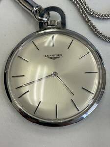 22. 稼働品・LONGINES ロンジン 手巻き ポケットウォッチ 懐中時計 シルバーダイヤル//ISI27