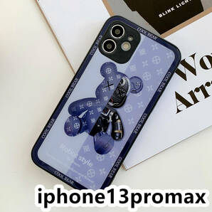 iphone13promaxケース カーバー TPU 可愛い　熊　ガラス　お洒落　軽量 ケース 耐衝撃高品質ブルー309