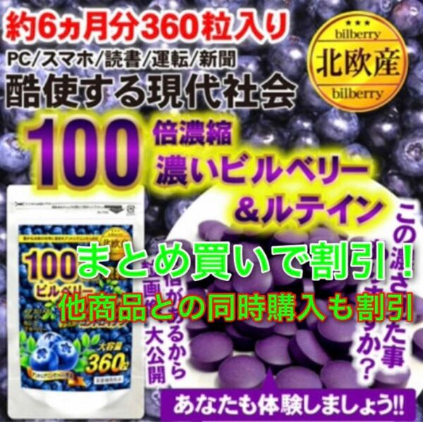 100倍濃縮 ビルベリー&ルテイン コンドロイチン 健康 サプリメント 約6ヶ月