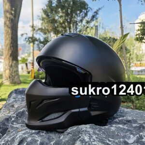 新しいデザインオートハーフヘルメット バイバイクヘルメット フルフェイスヘルメット レーシング組立式顎部分着脱できる4色L