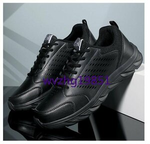 ランニングシューズ メンズ スニーカー 運動靴 ローカット 軽量 メンズ靴 シューズ ジョギング 通気性 ブラック 25.5cm
