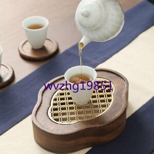 壺承 茶盤 中国茶 台湾茶 中国茶器 茶道具 茶道 ほうじ茶 茶器　木製 ウォルナット