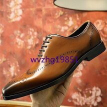 メンズビジネスシューズ　メンズシューズ　 紐靴　牛革　本革　革靴　フォーマル　紳士靴　イギリス風　通勤　快適　ブラウン　26.5cm_画像7