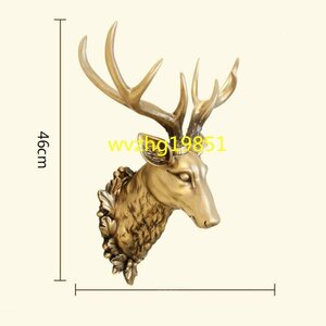 鹿 頭 3D像 壁 インテリア ヴィンテージ リアル アンティーク オブジェ ゴールド ブロンズ おしゃれDJ672