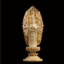 極上品 千手観音菩薩 精密彫刻 仏教美術 手彫り 木彫仏像 仏師手仕上げ品_画像1