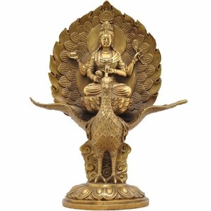 純銅 手作り を置く収蔵品 仏像 仏教 孔雀明王 工芸品 置物