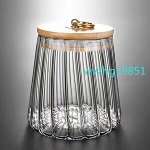  glass bottle bamboo cover canister airtight container coffee bean inserting cube sugar food bin rakkyou plum tsukemono pickles pcs shape 