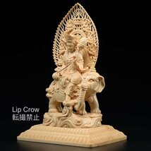 文殊菩薩 普賢菩薩座像 総檜材 仏教工芸品 木彫仏教 仏師で仕上げ品精密彫刻_画像2