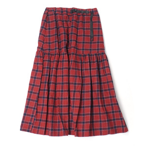 GRAMICCI FLANNEL TIERED SKIRT[L] red check Gramicci flannel tia-do skirt long flair gya The -GLSK-21F055