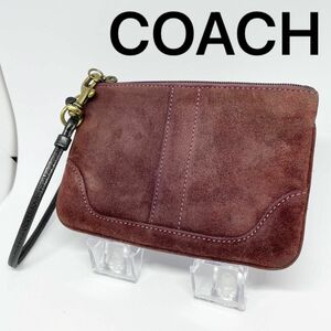 【COACH】コーチ　ミニポーチ リストレット 小物入れ 小銭入れ　ベロア