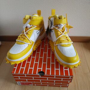 Off-White × Nike Air Force 1 Mid SP LTHR "White and Varsity Maize