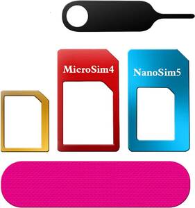 ★★sim アダプタ、RedCloud sim変換アダプター nanoSIM/microSIM変換 SIMピンとSIMカードフォルダ付き 5点セット（2セット）