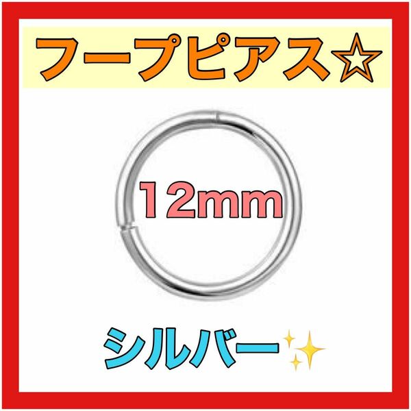 16G/12mm/シルバー フープ ピアス セグメント サージカルステンレス