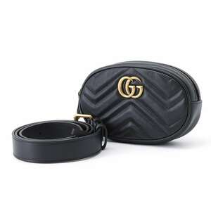  Gucci waist bag GGma-monto quilting leather belt bag 476434 GUCCI body bag black [ safety guarantee ]