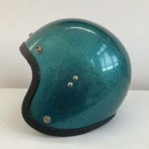 ビンテージヘルメット★WFS CX600 1960年代 ジェット ヘルメット Lサイズ ハーレー 末広がり 緑 バイク 当時物 北海道 札幌 MOTORS INC_画像3
