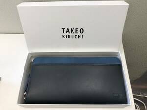 【A】【11840】未使用　TAKEO KIKUCHI タケオキクチ　牛革　ラウンドファスナー　長財布　定価20,000円