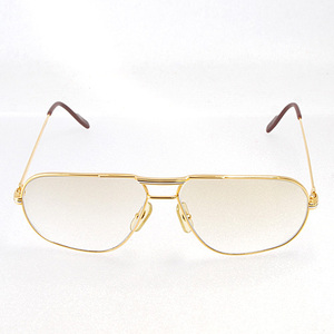 カルティエ 眼鏡 メガネ サングラス ゴールドフレーム 度付き色付きレンズ付き(14586)