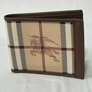 美品　BURBERRY バーバリー　二つ折り 財布 ノバチェック シャドーホース PVC 