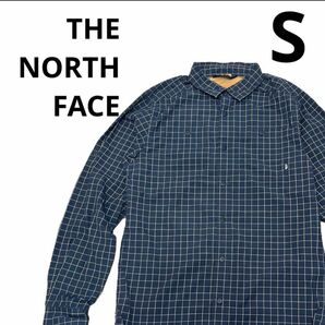 長袖 シャツ　ザ　ノースフェイス　コットンシャツ　ネイビー　チェック　S 長袖　半袖　UV ワーク