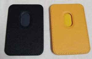 Ea1 00285 磁気内蔵カード収納 (ブラック・イエロー) 2個セット カードケース マグネット内蔵 革 パーツ 薄型 高級PUレザー