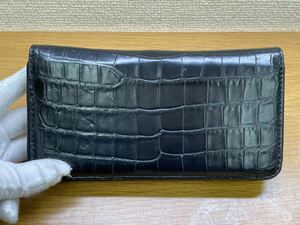 シャム 鰐 「綺麗革」クロコダイル 長財布 ラウンドファスナー ハンドメイド 腹革 一枚革 ワニ革 実物写真 男性用 財布 ブラック 