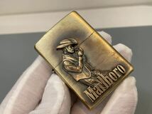 1円 ZIPPO ライター マルボロ Marlboroジッポ Zippoオイルライター真鍮製 中古品 喫煙グッズジッポー E9803_画像1