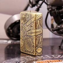 1円 定価13.8万 復刻ハーレーダビッドソン Zippo 真鍮製 ライター ジッポー 立体感 重量感 オイルライター 新品 煙グッズ _画像5