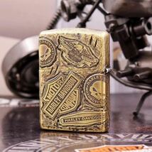 1円 定価13.8万 復刻ハーレーダビッドソン Zippo 真鍮製 ライター ジッポー 立体感 重量感 オイルライター 新品 煙グッズ _画像2