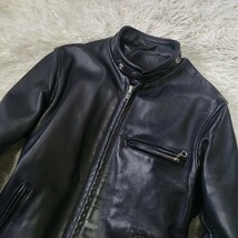 極美品 ショット【名作 641 ステアハイド ボアインナー付 S相当】SCHOTT シングル ライダースジャケット レザージャケット スタンドカラー_画像4