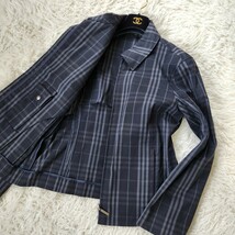 大きいサイズ バーバリー ロンドン【総柄 ノバチェック 高伸縮性 希少サイズ42 XL相当】BURBERRY LONDON ジャケット コート ダークネイビー_画像1