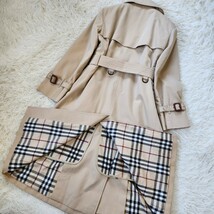 美品 バーバリー ロンドン【ハニーベージュ ライナー ノバチェック 着丈100cm 36 S】BURBERRY LONDON トレンチコート スプリングコート_画像9