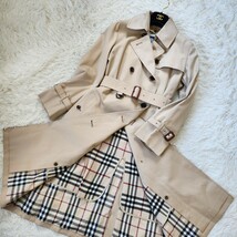 美品 バーバリー ロンドン【ハニーベージュ ライナー ノバチェック 着丈100cm 36 S】BURBERRY LONDON トレンチコート スプリングコート_画像1