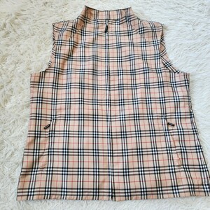 極美品 バーバリー ゴルフ【総柄 ノバチェック ベスト 超希少サイズ XL】BURBERRY GOLF ジレ 裏地 メッシュ ベージュ スタンドカラー