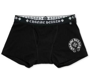 新品 CHROME HEARTS クロムハーツ ショートボクサーパンツ XL 黒x白 シューホースロゴ トランクス ショーツ 下着 22k 財布 リング デニム