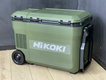 ジャンク品 HiKOKI ハイコーキ コードレス冷温庫 UL18DBA フォレストグリーン 14.4/18V 大型キャスター / 88011_画像2