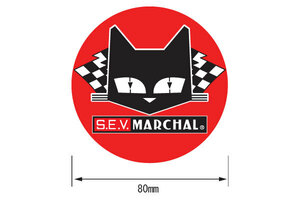 マーシャル　ステッカー　赤丸　白黒　直径80mm　バイク　旧車　猫　デカール　7052